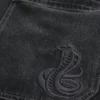 Vasket svart brodert slange skater baggy jeans