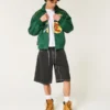 Vasket svart Cat Graphic Super Baggy Denim Shorts