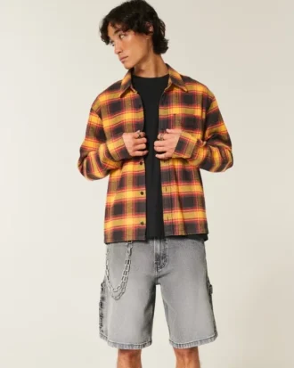 Vasket svart denim baggy malershorts