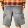 Vasket svart denim baggy malershorts