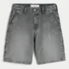 Vasket svart denim baggy malershorts
