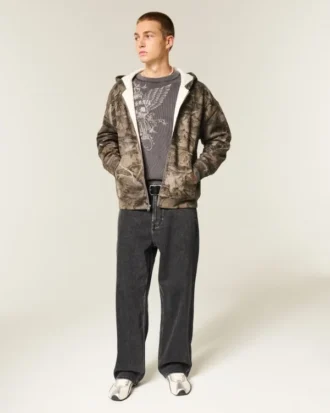 Vasket svart Dodge Hellcat grafisk baggy jeans