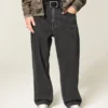 Vasket svart Dodge Hellcat grafisk baggy jeans