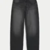 Vasket svart grafisk skaterbaggyjeans