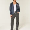 Vasket svart logo grafisk baggy jeans