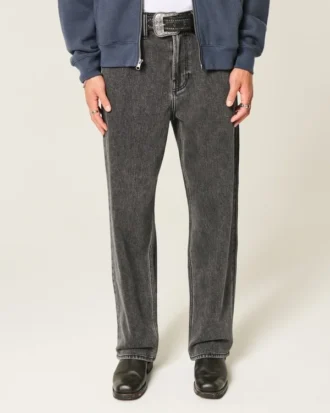Vasket svart logo grafisk baggy jeans