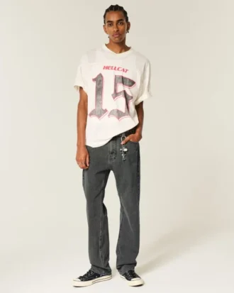 Vasket svart løs jeans
