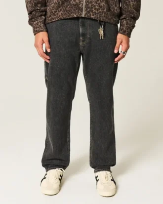 Vasket svart løs malerjeans