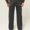Vasket svart løs malerjeans