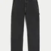 Vasket svart løs malerjeans