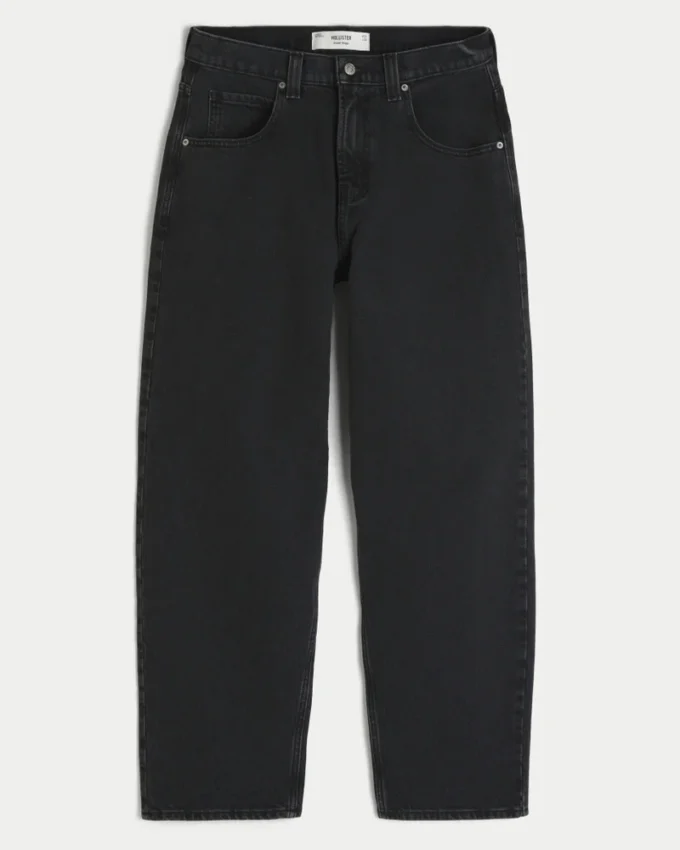 Vasket svart skaterbaggyjeans