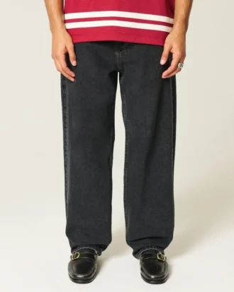Vasket svart skaterbaggyjeans
