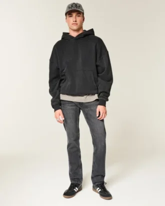 Vasket svart slim straight jeans