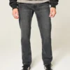 Vasket svart slim straight jeans