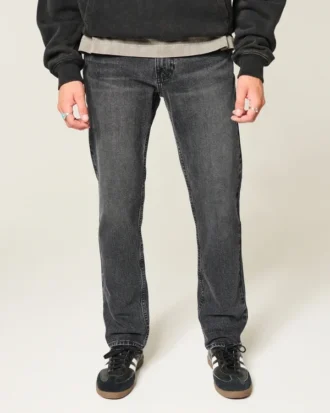 Vasket svart slim straight jeans