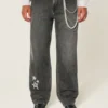 Vasket svart Star Graphic Baggy Jeans