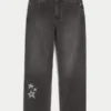 Vasket svart Star Graphic Baggy Jeans