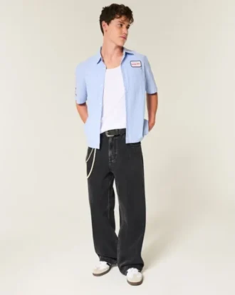 Vasket svart Star Graphic Super Baggy Jeans