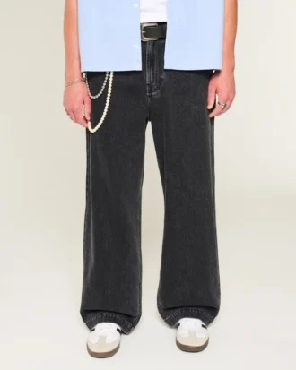 Vasket svart Star Graphic Super Baggy Jeans