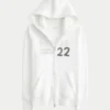 Waffle Lined Hood Zip-Up Malibu Graphic Hoodie