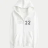 Waffle Lined Hood Zip-Up Malibu Graphic Hoodie