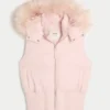 Y2K-vest med hette og fuskepels